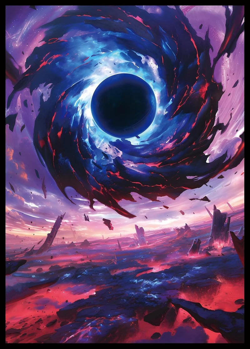 Kiiransr MTG Card Sleeves - Black Hole Damnation - Ultra Clear Front & Matte Finish Back, 100 Count Standard Size Matte Art Sleeve for Magic The Gathering - Image 1